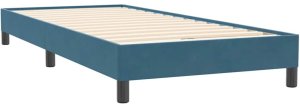 Łóżko kontynentalne z materacem, niebieskie, aksamit, 80x220 cm 5