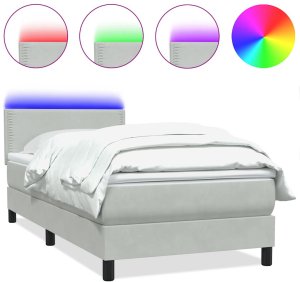 Łóżko kontynentalne z materacem, jasnoszare, aksamit, 80x210 cm 2