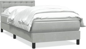 Łóżko kontynentalne z materacem, jasnoszare, aksamit, 80x210 cm 2