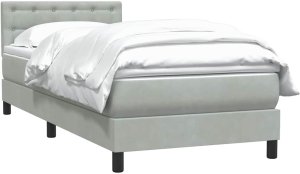 Łóżko kontynentalne z materacem, jasnoszare, aksamit, 80x210 cm 3