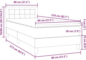 vidaXL Łóżko kontynentalne z materacem, ciemnoszary aksamit, 80x210 cm 12
