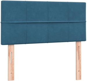 Łóżko kontynentalne z materacem, niebieskie, aksamit, 80x220 cm 6