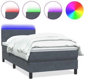 Łóżko kontynentalne z materacem, ciemnoszary aksamit, 80x220 cm 2