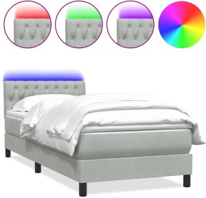 Łóżko kontynentalne z materacem, jasnoszare, aksamit, 80x210 cm 2