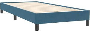 Łóżko kontynentalne z materacem, niebieskie, aksamit, 80x220 cm 6