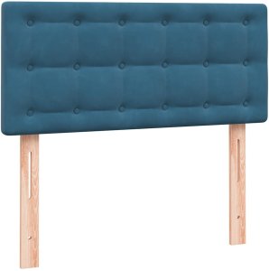 Łóżko kontynentalne z materacem, niebieskie, aksamit, 80x220 cm 7