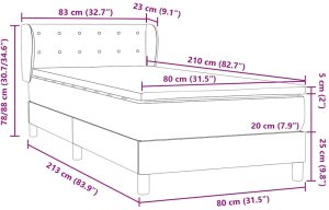 Łóżko kontynentalne z materacem, jasnoszare, aksamit, 80x210 cm 12