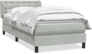 Łóżko kontynentalne z materacem, jasnoszare, aksamit, 80x210 cm 2