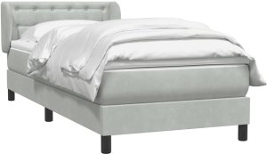 Łóżko kontynentalne z materacem, jasnoszare, aksamit, 80x210 cm 3