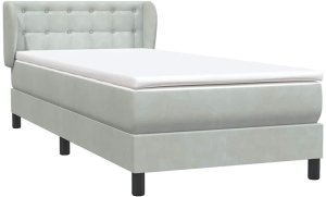 Łóżko kontynentalne z materacem, jasnoszare, aksamit, 80x210 cm 4
