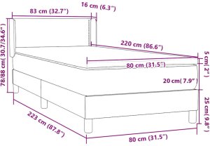 vidaXL Łóżko kontynentalne z materacem ciemnozielony aksamit 80x220 cm 12