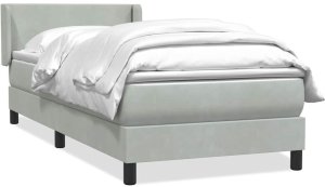 Łóżko kontynentalne z materacem, jasnoszare, aksamit, 80x220 cm 2