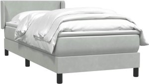 Łóżko kontynentalne z materacem, jasnoszare, aksamit, 80x220 cm 3