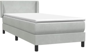 Łóżko kontynentalne z materacem, jasnoszare, aksamit, 80x220 cm 4