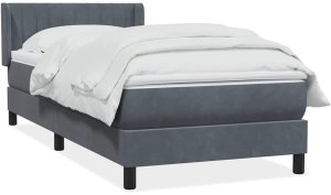 Łóżko kontynentalne z materacem, ciemnoszary aksamit, 80x210 cm 2
