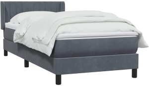 Łóżko kontynentalne z materacem, ciemnoszary aksamit, 80x210 cm 3