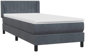 Łóżko kontynentalne z materacem, ciemnoszary aksamit, 80x210 cm 4