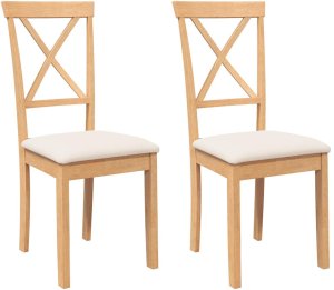 vidaXL Krzesła do jadalni z poduszkami 2 szt. lite drewno guma 2