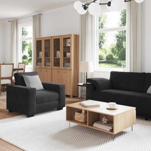 3-częściowy komplet wypoczynkowy, obity aksamitem, czarna 3