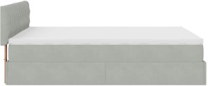 vidaXL Rama łóżka otomana z materacem, szara, 140x200 cm, aksamit 9