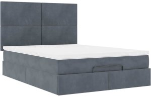 vidaXL Rama łóżka otomana z materacami, szara, 140x200 cm, aksamit 6