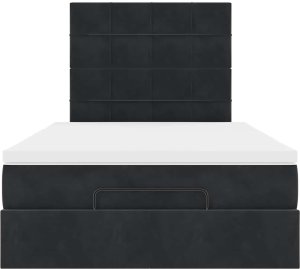 vidaXL Rama łóżka otomana z materacami, czarna, 120x200 cm, aksamit 7