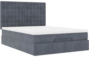 Rama łóżka otomana z materacami, szara, 140x200 cm, aksamit 6