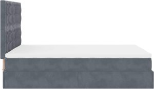 Rama łóżka otomana z materacami, szara, 140x200 cm, aksamit 8