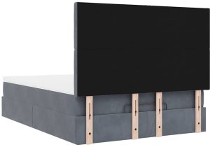 Rama łóżka otomana z materacami, szara, 140x200 cm, aksamit 9