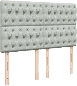 Rama łóżka otomana z materacami, szara, 140x200 cm, aksamit 12