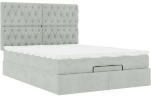 Rama łóżka otomana z materacami, szara, 140x200 cm, aksamit 6