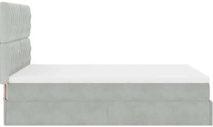 Rama łóżka otomana z materacami, szara, 140x200 cm, aksamit 8