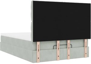Rama łóżka otomana z materacami, szara, 140x200 cm, aksamit 9