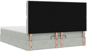 Rama łóżka otomana z materacami, szara, 180x200 cm, aksamit 9