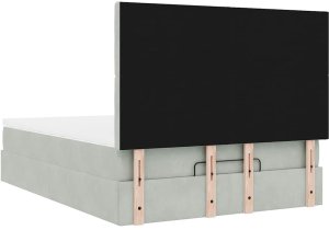 vidaXL Rama łóżka otomana z materacami, szara, 140x200 cm, aksamit 10