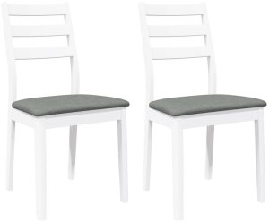 Krzesła do jadalni z poduszkami 2 szt. Białe lite drewno gumowe 2