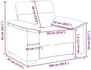 Sofa Fotel Czarny 60 cm Tkanina 9