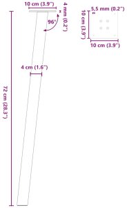 Nogi do stolika kawowego, 4 szt., czarne, 72 cm, stal 10