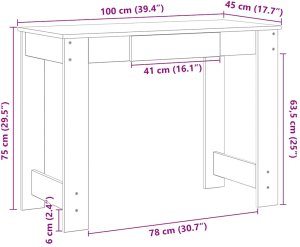 Biurko vidaXL Białe 100 cm x 45 cm 10