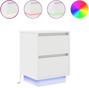 vidaXL Szafki nocne z oświetleniem LED 2 szt. Białe 38x34x50 cm 2
