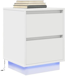 vidaXL Szafki nocne z oświetleniem LED 2 szt. Białe 38x34x50 cm 6