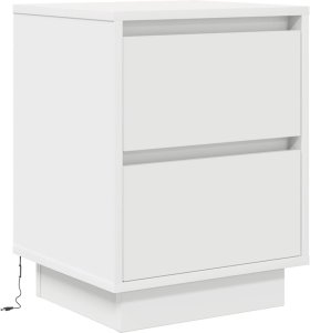 vidaXL Szafki nocne z oświetleniem LED 2 szt. Białe 38x34x50 cm 7
