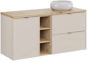 Szafka pod umywalkę nablatową BELLA CASHMERE 60cm kaszmir/dąb artisan - zestaw z blatem 120cm COMAD 2