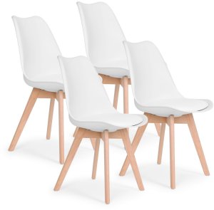 Zestaw 4 krzeseł krzesło do salonu jadalni z poduszką Białe ModernHome 1
