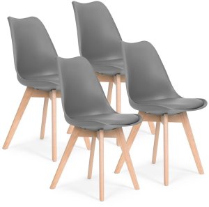 Zestaw 4 krzeseł krzesło do salonu jadalni z poduszką Szare ModernHome 1