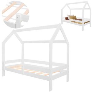 Łóżko domek 160x80 cm drewniane łóżeczko dla dziecka UNIWERSALNY 3