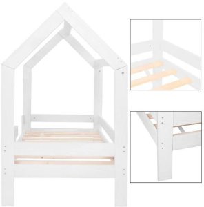 Łóżko domek 160x80 cm drewniane łóżeczko dla dziecka UNIWERSALNY 10