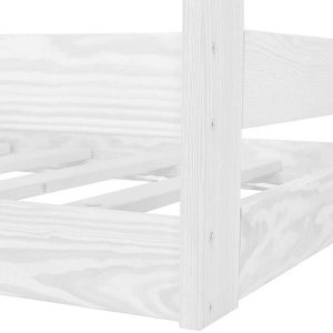 Łóżko drewniane dla dziecka z barierką i stelażem, domek 160x80 cm białe UNIWERSALNY 8