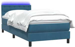 vidaXL Łóżko kontynentalne z materacem, niebieskie, aksamit, 80x210 cm 3