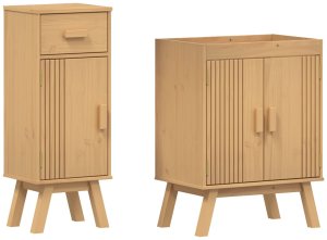 vidaXL Zestaw szafek Zestaw 2 Jasne drewno Meble łazienkowe Prostokątny 2